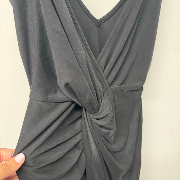 Tobi Black Slinky Mini Dress Sleeveless V Neck Sexy Wrap Knot Size Small - Picture 4 of 12